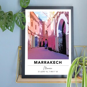 Marrakech Print Morocco Retro Travel Poster Gift Traveller Friend A3 A4 Digital Artwork Colourful Bold Travel Gallery Wall Art image 1