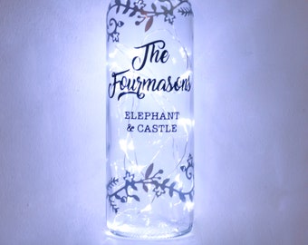 Personalised Gift For Couple, Bottle Light, Housewarming, Christmas, Anniversary, Customised Present for Parents, Grandparents, Fairy Lights