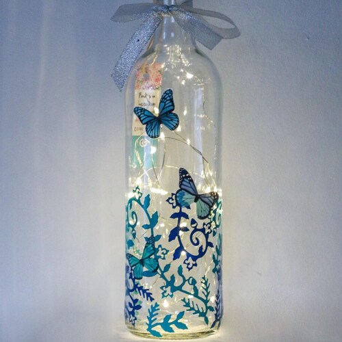 Blue Butterfly Gifts for Her Can Be Personalised Bottle Etsy UK