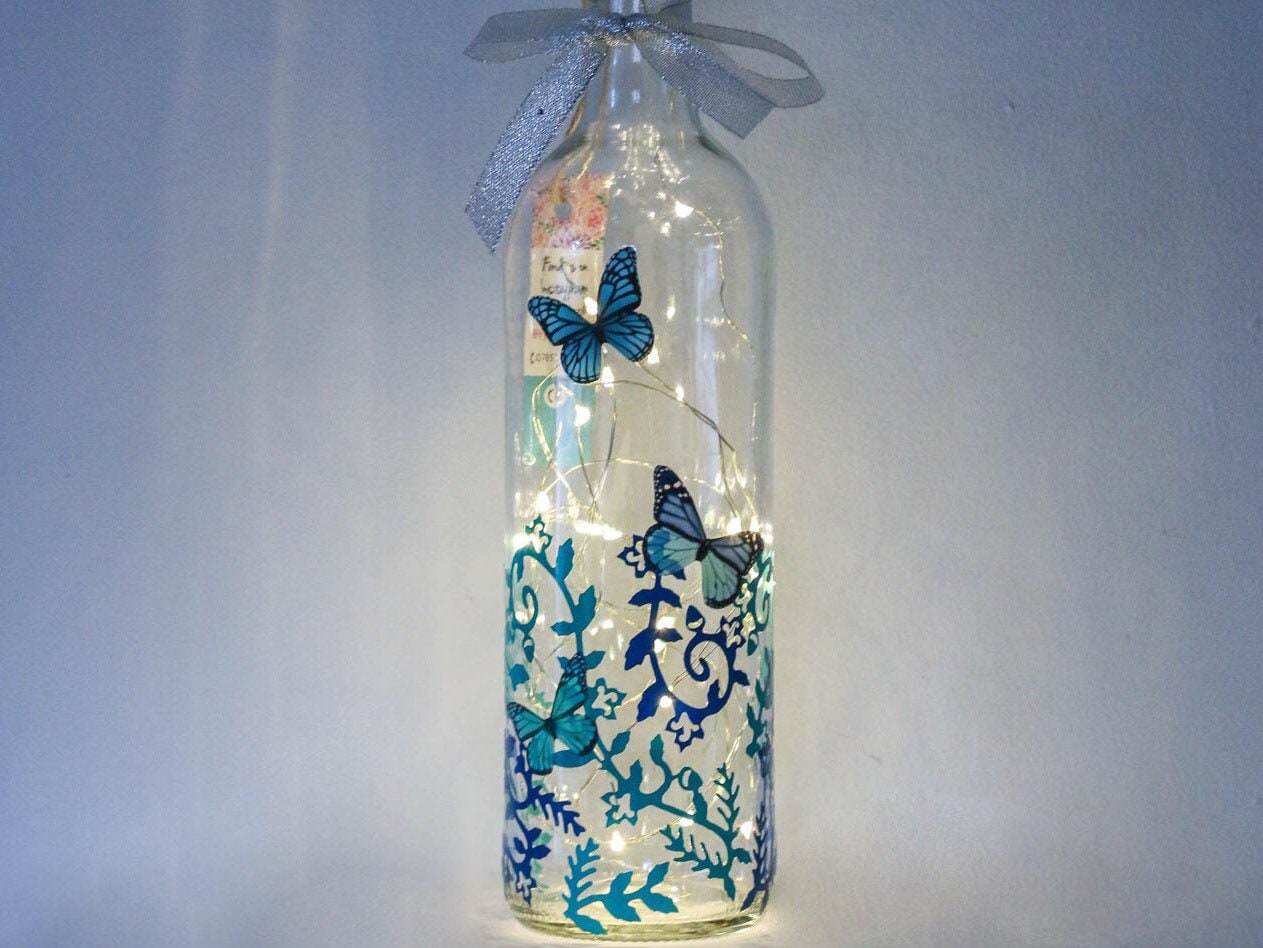 Blue Butterfly Gifts for Her Can Be Personalised Bottle Etsy UK