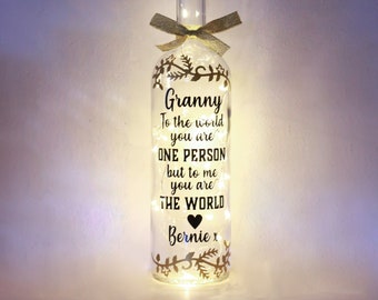 Mother's Day Gifts For Grandma, Granny Bottle Light, Birthday Gifts for Nanny, Unique Keepsake, Ornament for Nan, Personalised Gifts