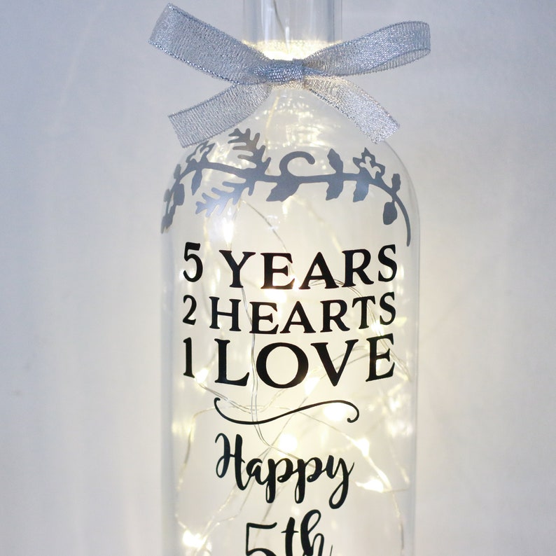 Unusual 5th Wedding Anniversary Gifts Bottle Light 5th Wedding Anniversary Gift 5 Year Unique