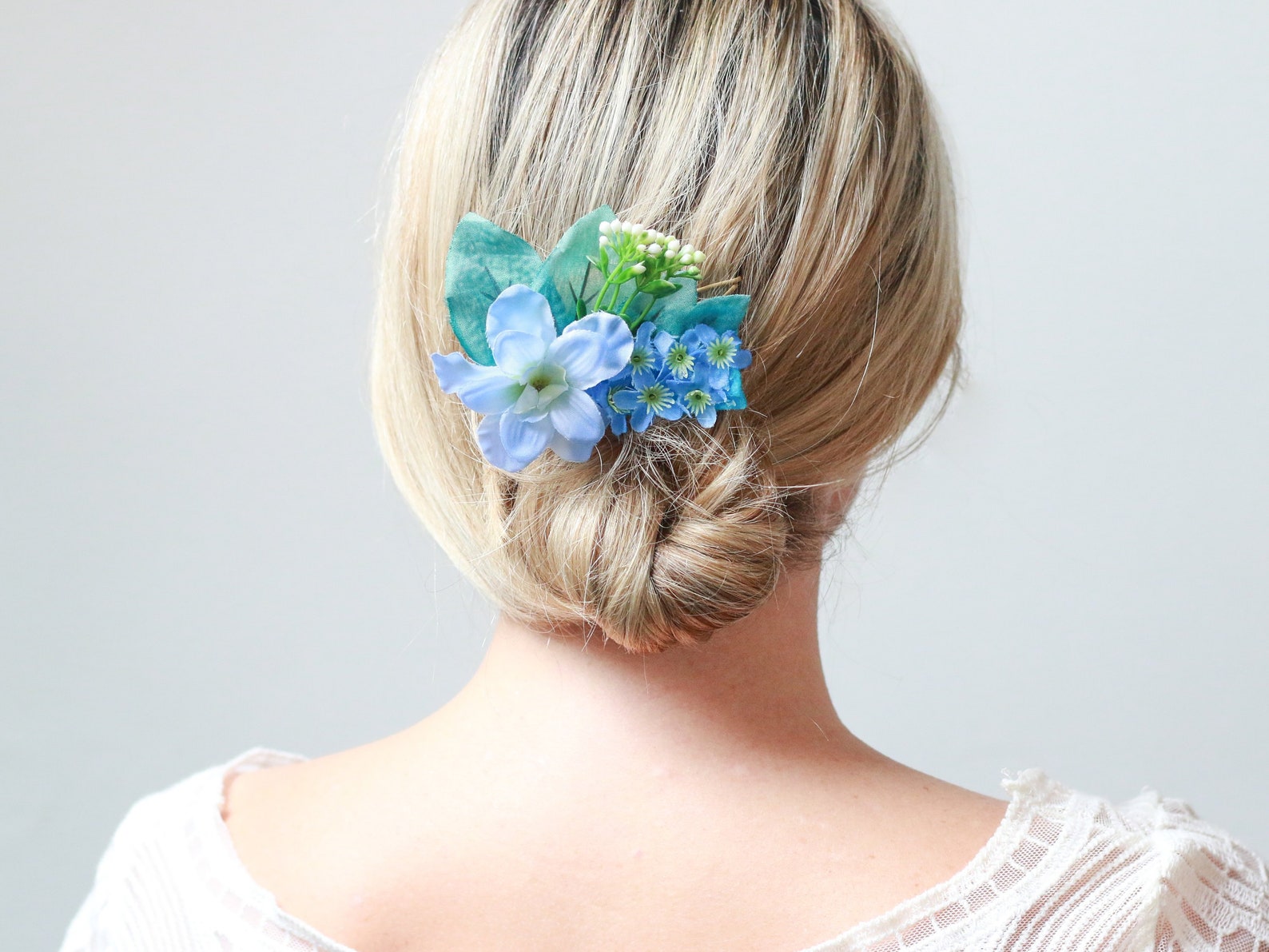 Blue Floral Hair Clip - wide 8