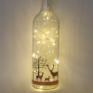 Stag Christmas Decorations, Christmas Lights, Rose Gold Bottle Light, Table Centrepiece, Fireplace Display, Festive Gift For Family, Woman image 1