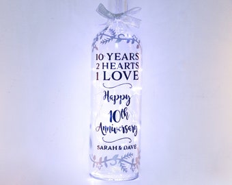 10th Wedding Anniversary Gift for Couple, Bottle Light, 10 Year, For Couple, For Wife, Tin, Aluminium, Best Friend, Sister, Son, Daughter