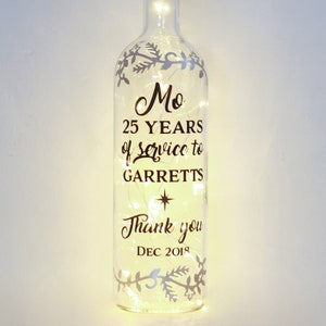 Retirement Gifts For Women, Bottle Lights, Personalised, Work Friend Leaving Job, Colleague, Coworker, Good Luck, Thank You For Your Service image 1