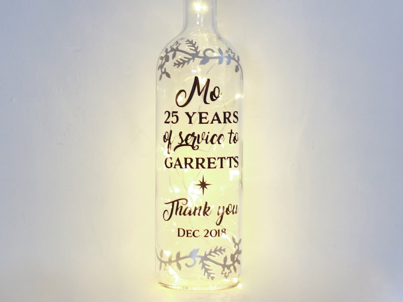 Retirement Gifts For Women, Bottle Lights, Personalised, Work Friend Leaving Job, Colleague, Coworker, Good Luck, Thank You For Your Service image 1