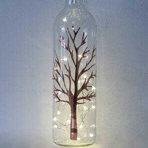 Bottle Lights, Nature Lover Gifts, Rose Gold Bottle Lamp, Winter Gifts, Gift For Tree Lover, Bare Tree, Mothers Day Gift, Gift for Friend