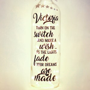 Personalised Birthday Gift For Her, Make a Wish, Lucky Charm Bottle Light, Good Luck, Girls, Woman, Best Friend, Hen Party, Pre Wedding Gift