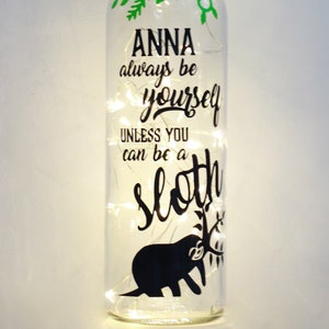Personalised Sloth Gifts For Her, For Him, Bottle Light, Birthday, Christmas, Lazy, Bedroom Decor, Best Friend, Daughter, Son