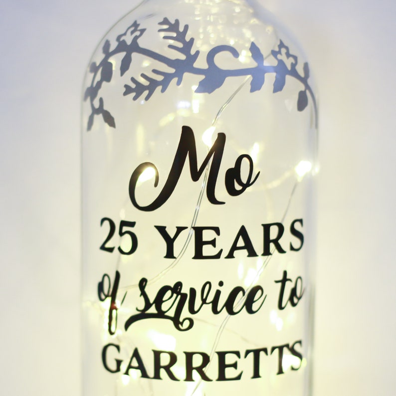 Retirement Gifts For Women, Bottle Lights, Personalised, Work Friend Leaving Job, Colleague, Coworker, Good Luck, Thank You For Your Service image 2