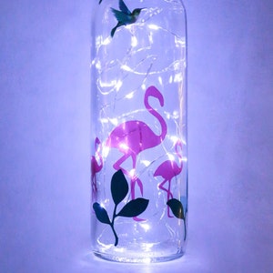 Flamingo Gifts For Girls, Wine Bottle Light, Tropical Bedroom Decor, Christmas Present for Her, Can Be Personalised, Night Light, Lantern