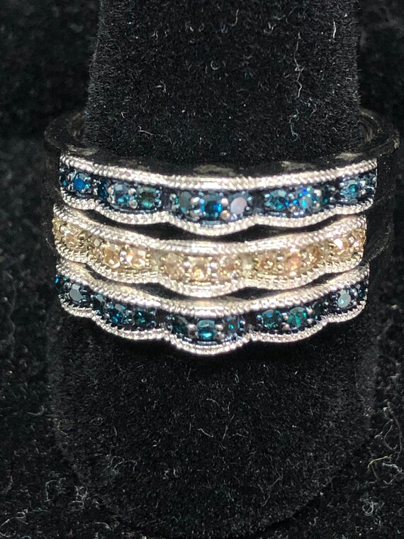 925 Sterling Silver Stackable Rings with Champagn… - image 3