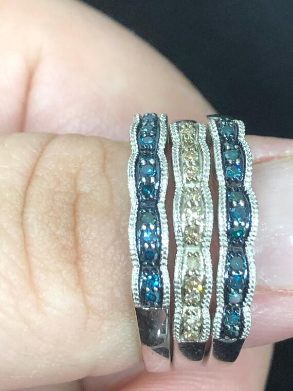 925 Sterling Silver Stackable Rings with Champagn… - image 2