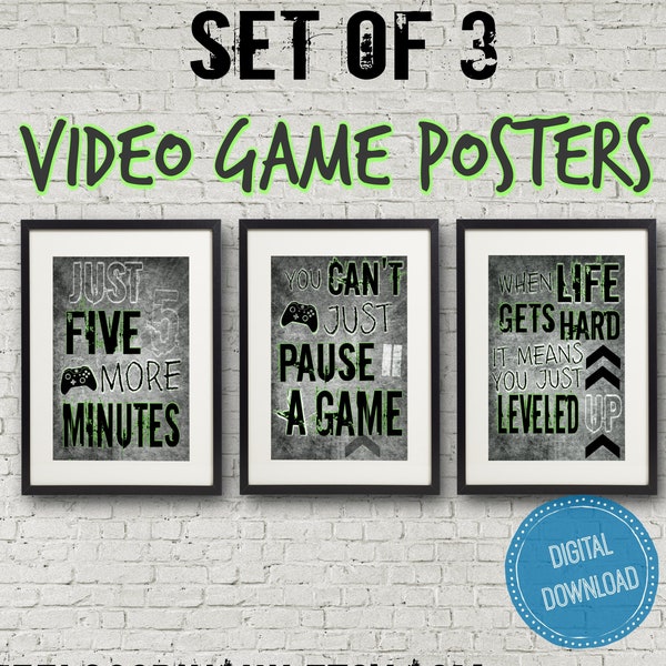 XBOX Video Game Posters, Set of Three, Xbox Controller, Xbox Bedroom, Gamer, Teen boy, bedroom, game room, wall art, teen, gift, boys room