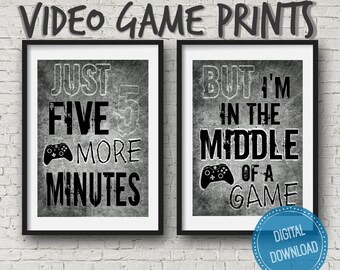 XBOX Wall Decor, Just Five more minutes, But I'm in the Middle of a Game, Xbox bedroom, teenage bedroom, gift for teen, boys room, game room