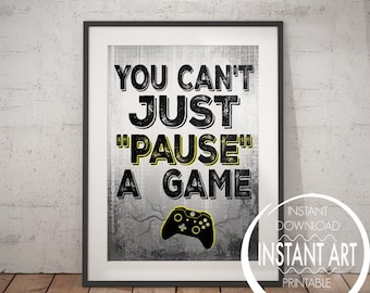 YOU CANT JUST PAUSE A GAME KIDS Funny Gaming T-Shirt Boys Girls PS4 Xbox Top Tee