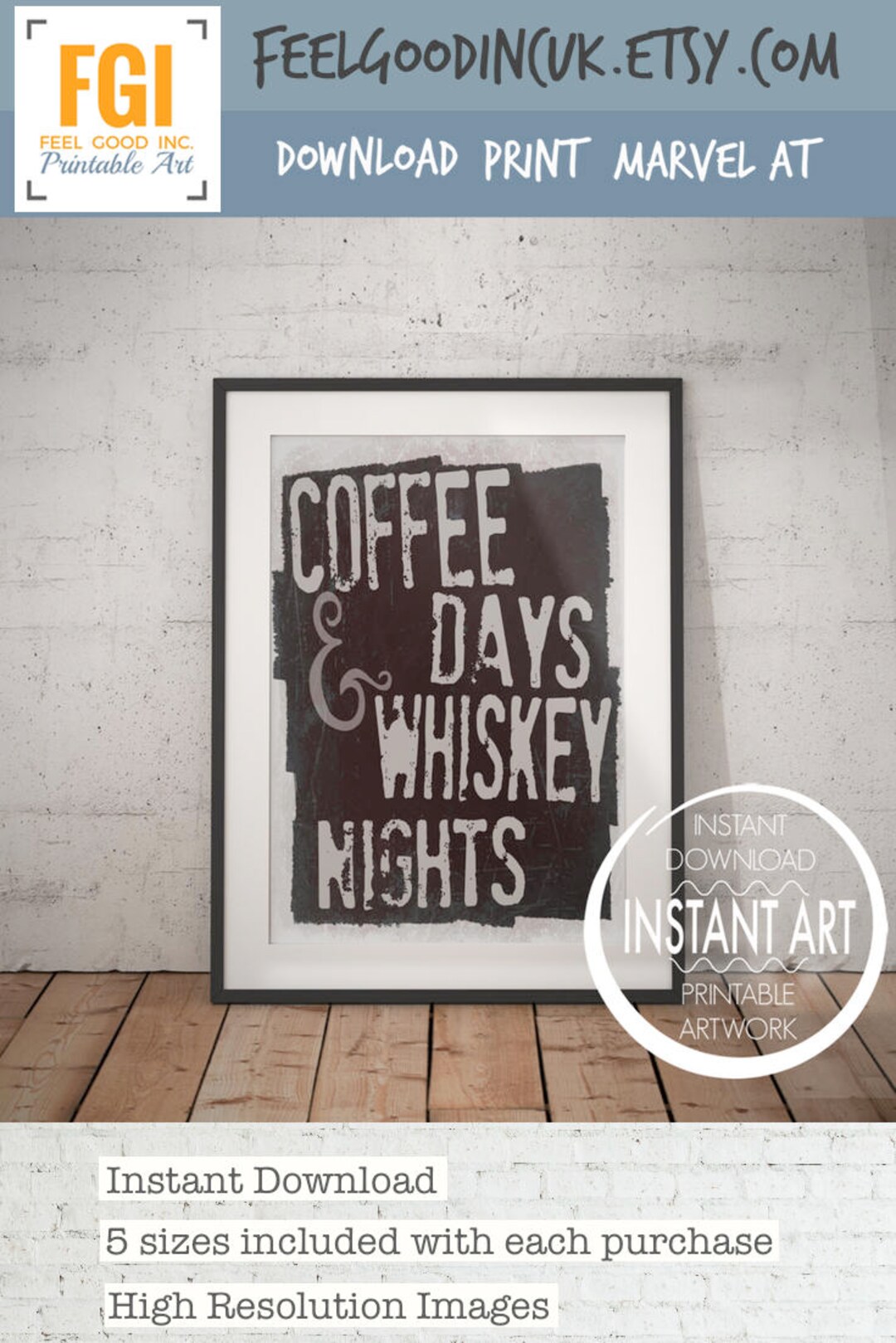 Coffee Days & Whiskey Nights Coffee Bar Sign Whiskey Gift Etsy