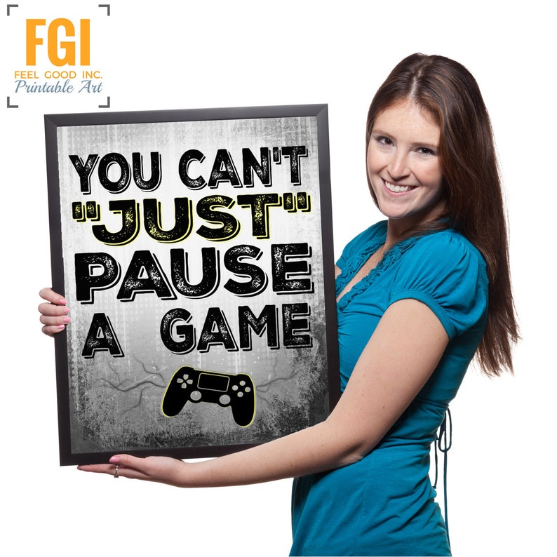 PLAYSTATION You can't just pause a game Grey Yellow Etsy