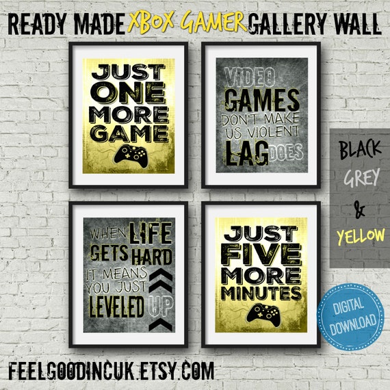 game room decor teen boy wall art video game posters Set of four Nintendo Switch Video Game Prints for teen boy bedroom or gamer room