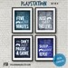 PLAYSTATION SET, four Blue Video Game Posters, gamer wall art, PS4 Controller, Boys Bedroom, Gamer, Teen boy bedroom, game room, kids room