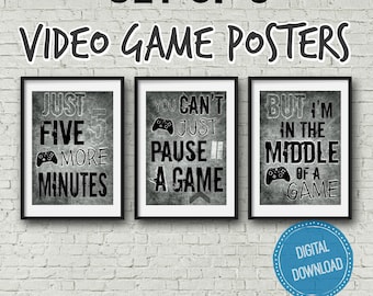XBOX, GREY, Video Game Posters, Set of Three, Xbox Controller, Xbox Bedroom, Gamer, Teen boy, bedroom, game room, wall art, gift for gamer