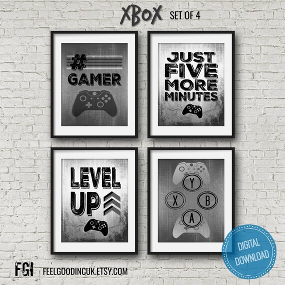 game room decor teen boy wall art video game posters Set of four Nintendo Switch Video Game Prints for teen boy bedroom or gamer room