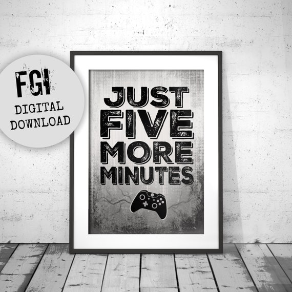 teen bedroom XBOX Controller Print xbox printable xbox decor xbox poster Just Five More Minutes xbox room decor- video game art