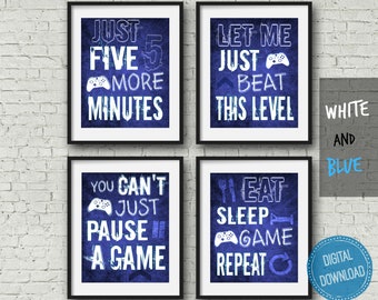 Xbox Set of Four Navy Blue Video Game Prints, video game decor, Xbox Controller, Xbox Bedroom, boy bedroom art, game room,  DIGITAL DOWNLOAD