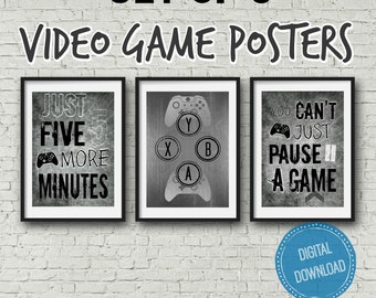 XBOX, GREY, Video Game Posters, Set of Three, Xbox Controller, Xbox Bedroom, Gamer, Teen boy, bedroom, game room, wall art, gift for gamer