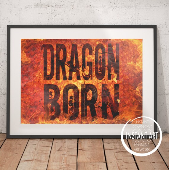 Dragon Born Video Game Poster Skyrim Elder Scrolls Dovahkiin Video Game Wall Art Mancave Decor Game Room Teenage Bedroom