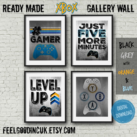 Teen Boy Bedroom Xbox Gaming Art Set Of Four Game Room Wall Art Gamer Posters Video Game Posters Game Art Gift For Gamer Teenage