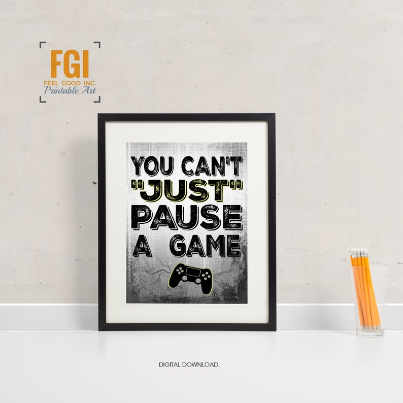 PLAYSTATION You can't just pause a game Grey Yellow Etsy