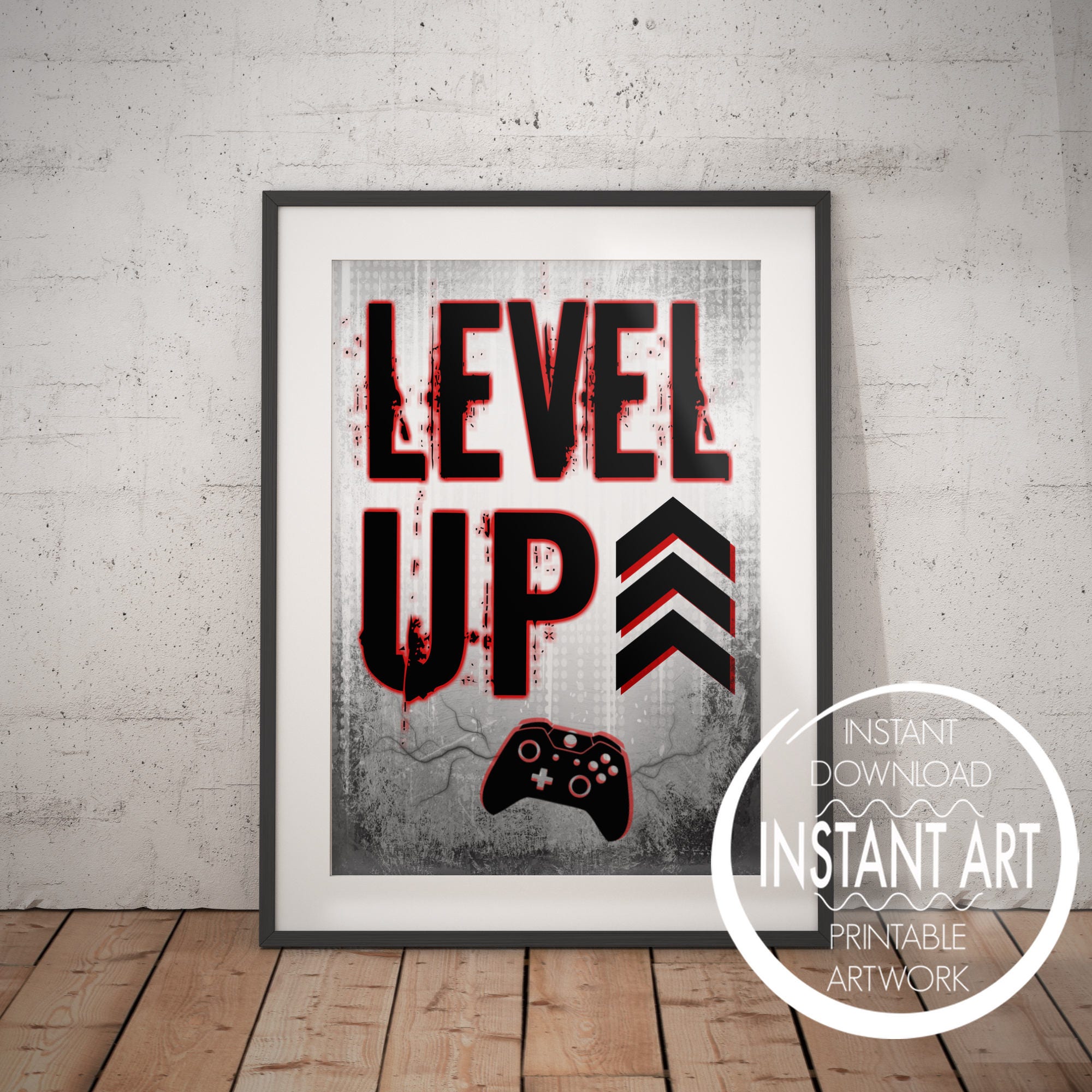 Red Level Up VIDEO GAME POSTER Video Game Wall Art Mancave Etsy
