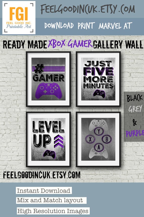Set Of Four Xbox Video Game Prints For Teen Boy Wall Art Or Etsy