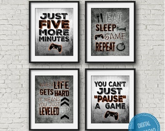 PlayStation Gamer Print Set, boys bedroom decor, gamer room decor, video game decor, teen boy room decor, gaming prints, DIGITAL DOWNLOAD