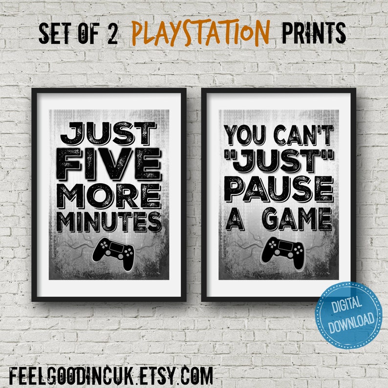 Playstation Video Game Posters Just Five More Minutes One Etsy