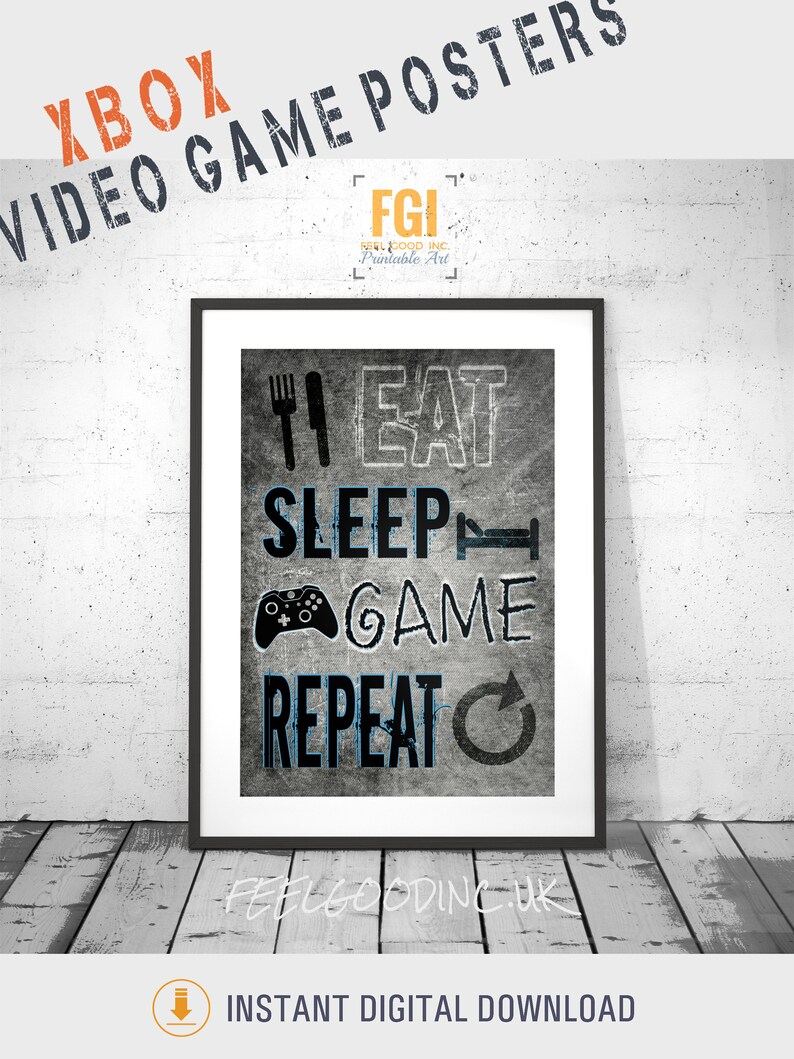 XBOX game room wall art Kids room blue green Set of xbox Etsy