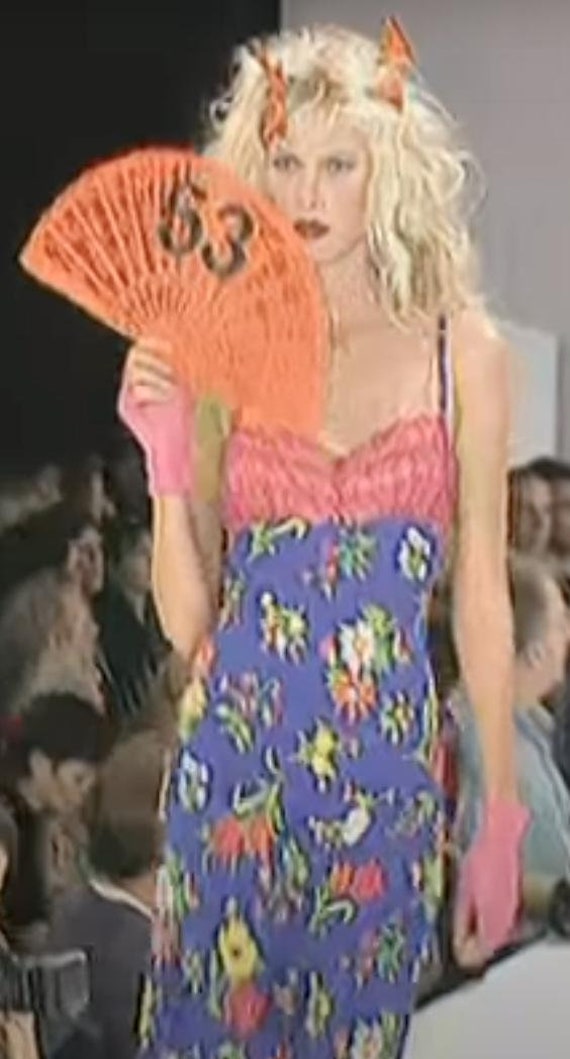 1990s Betsey Johnson Neon Floral Mini Dress (M) - image 4
