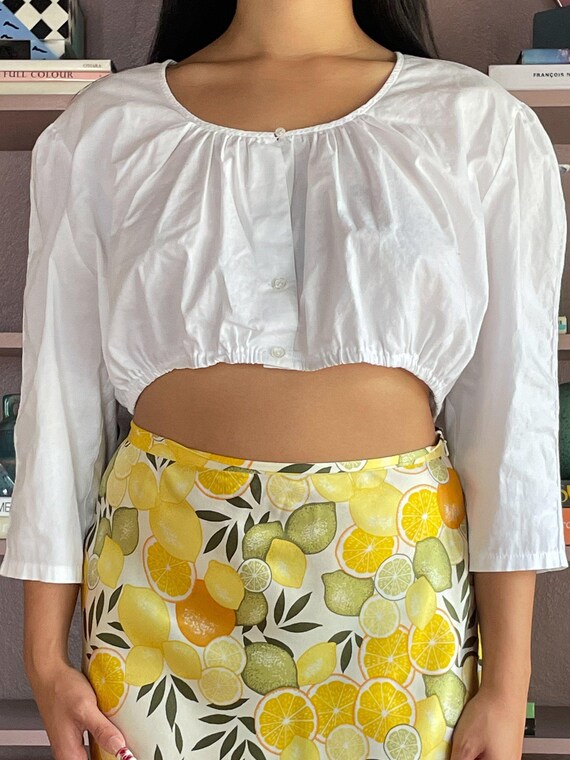 1980s-90s White Dirndl Cropped Top (M-XL)