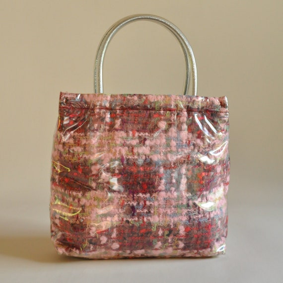 FW 1998 Miu Miu PVC Coated Tweed Bag With Glitter Handles, Made in 