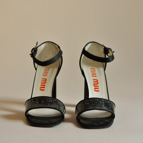 FW 1998 Miu Miu PVC Coated Glitter Heels, Made in… - image 3
