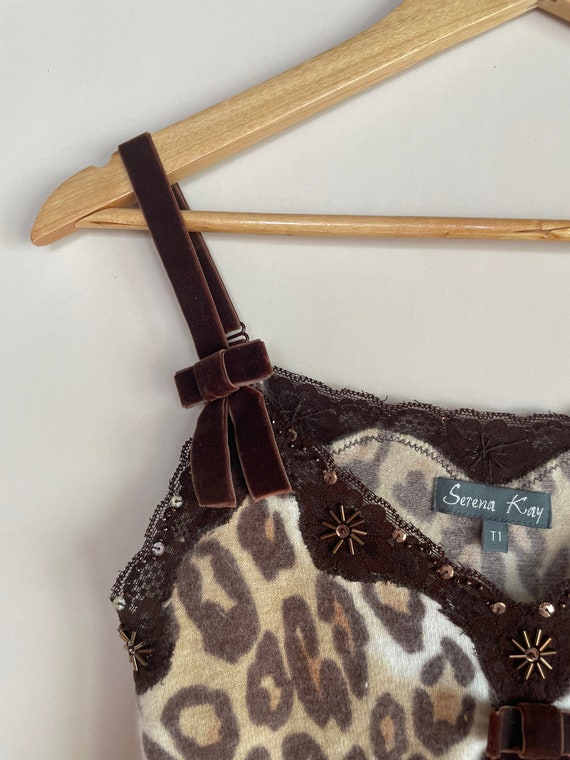 Early 2000s Angora Leopard Print Cami with Velvet… - image 2