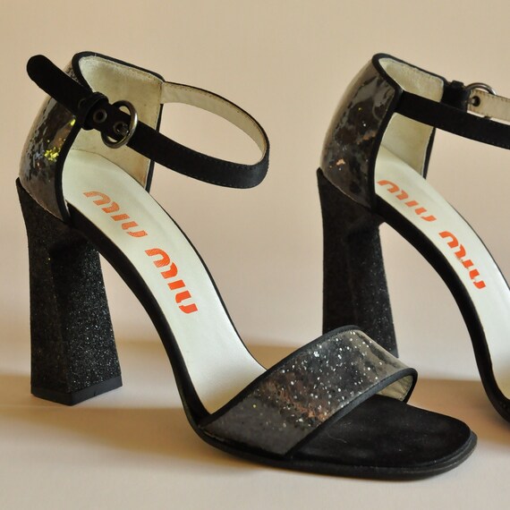 FW 1998 Miu Miu PVC Coated Glitter Heels, Made in… - image 7