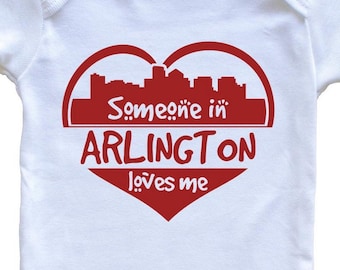 Someone in Arlington Loves Me Arlington Virginia Skyline Heart   Baby Bodysuit