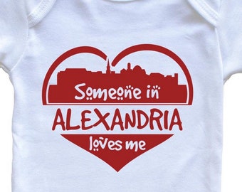 Someone in Alexandria Loves Me Alexandria Virginia Skyline Heart   Baby Bodysuit