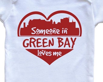 Quelqu'un à Green Bay m'aime - Body bébé Green Bay Wisconsin Skyline Heart