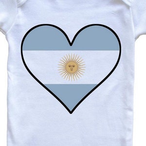 Argentinian Flag Baby Bodysuit - Cute Argentinian Flag Heart - Argentina   Baby Bodysuit