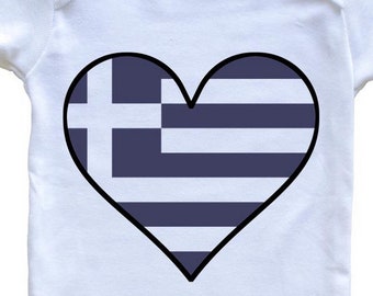 Greek Flag Baby Bodysuit - Cute Greek Flag Heart - Greece   Baby Bodysuit