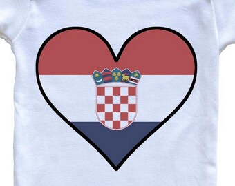 Croatian Flag   Baby Bodysuit - Cute Croatian Flag Heart - Croatia Baby Bodysuit